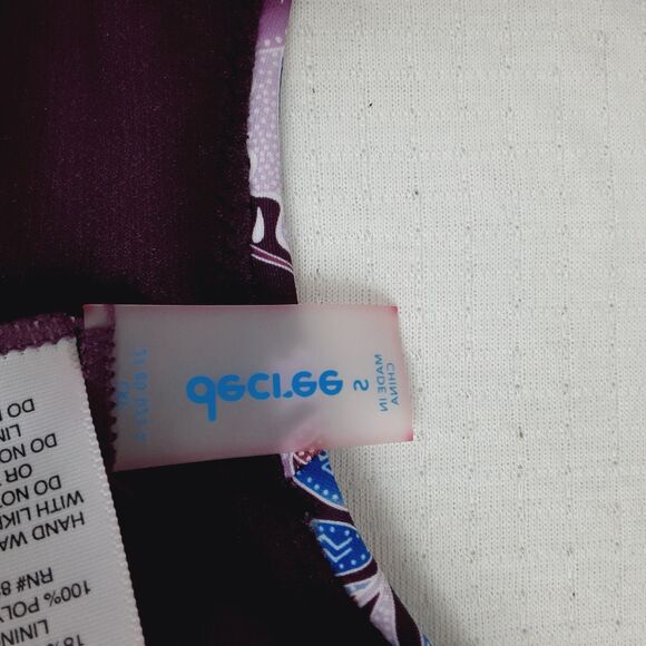 Decree Womens Small Wrap Style Front Purple Plum Tropical Floral Bikini Top - Picture 10 of 14